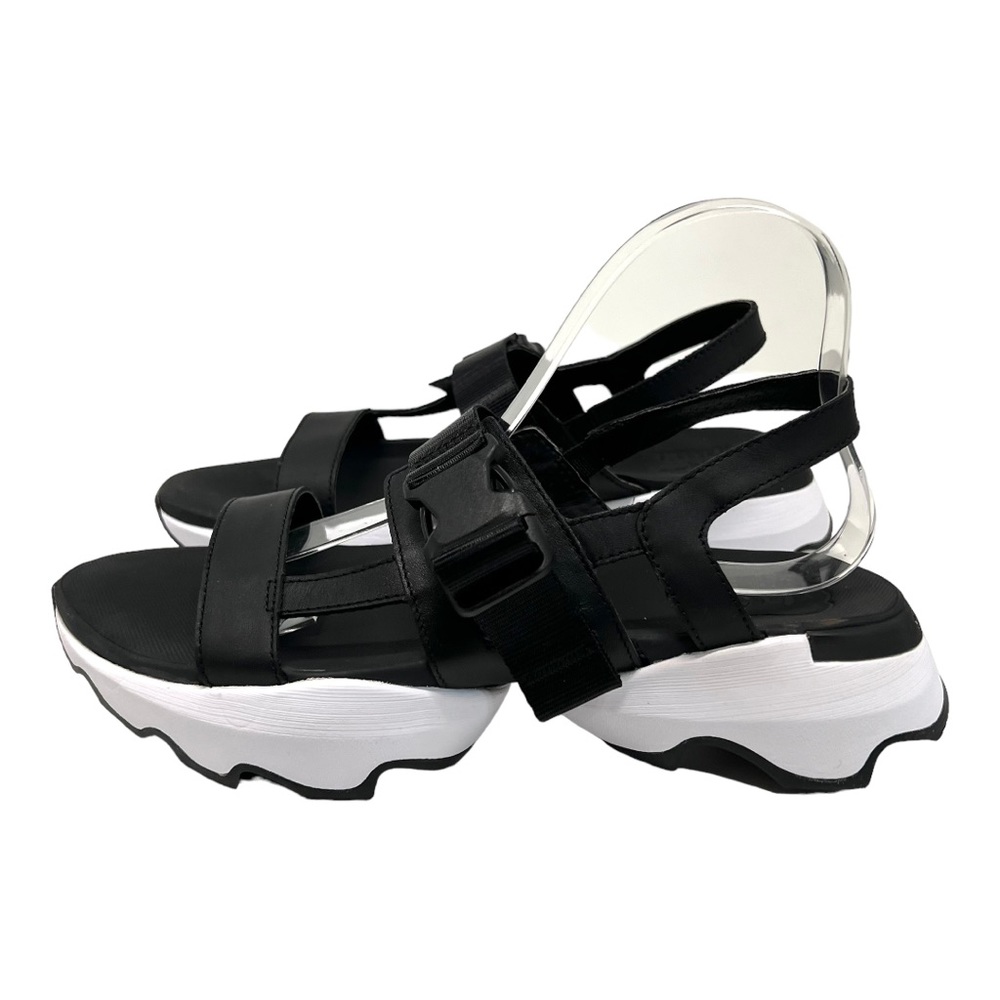 Sorel Black and White Platform Sport Sandals